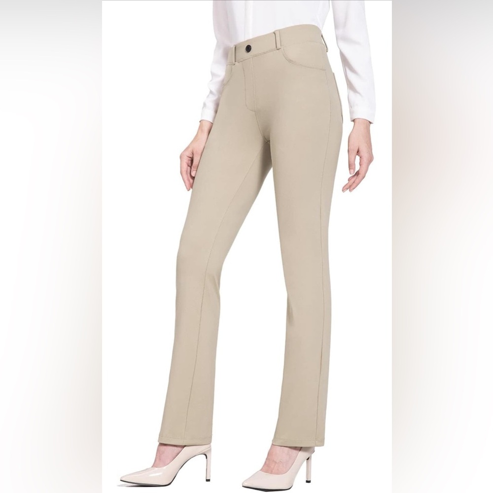 BALEAF Women's High-Riss Straight Yoga Dress Pants -  Khaki - L